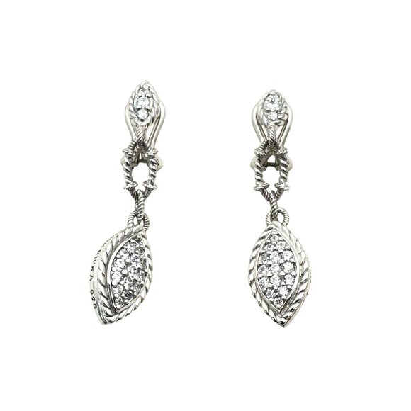 Designer Judith Ripka Sterling Silver Chandelier Pierced Earrings - Picture 3 of 3